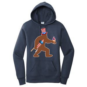 Patriotic Bigfoot Fireworks USA Women's Pullover Hoodie