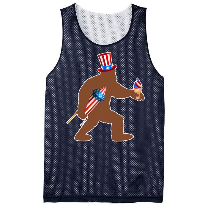 Patriotic Bigfoot Fireworks USA Mesh Reversible Basketball Jersey Tank