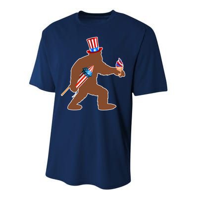 Patriotic Bigfoot Fireworks USA Performance Sprint T-Shirt