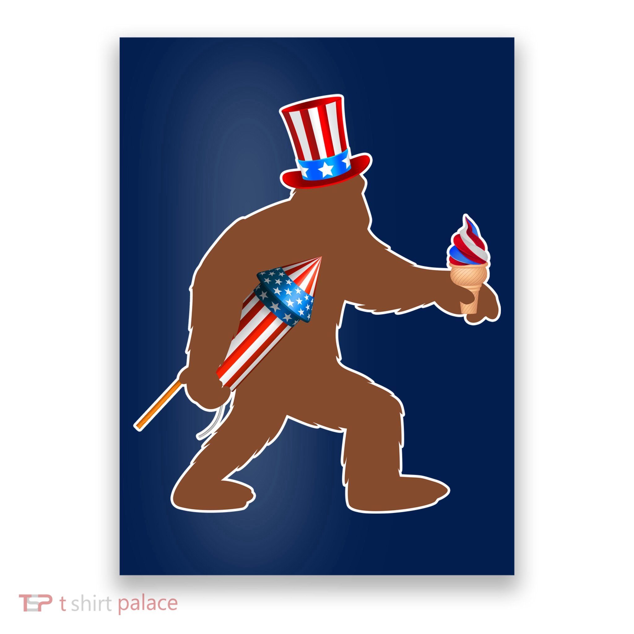 Patriotic Bigfoot Fireworks USA Poster
