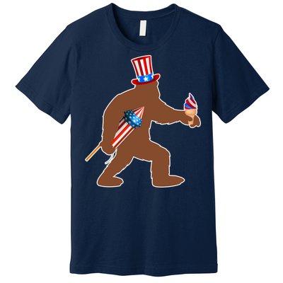 Patriotic Bigfoot Fireworks USA Premium T-Shirt