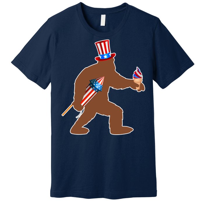 Patriotic Bigfoot Fireworks USA Premium T-Shirt