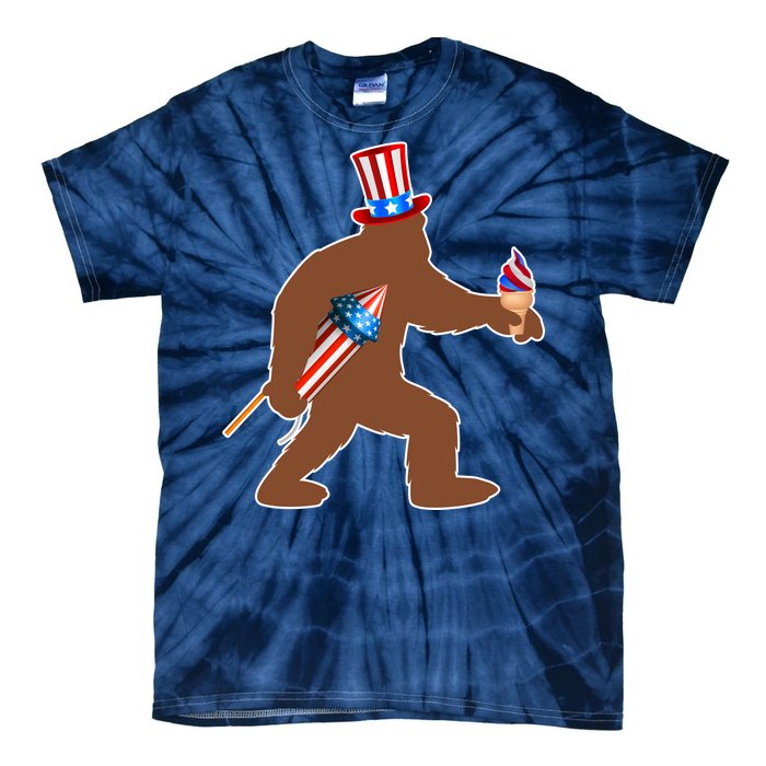 Patriotic Bigfoot Fireworks USA Tie-Dye T-Shirt