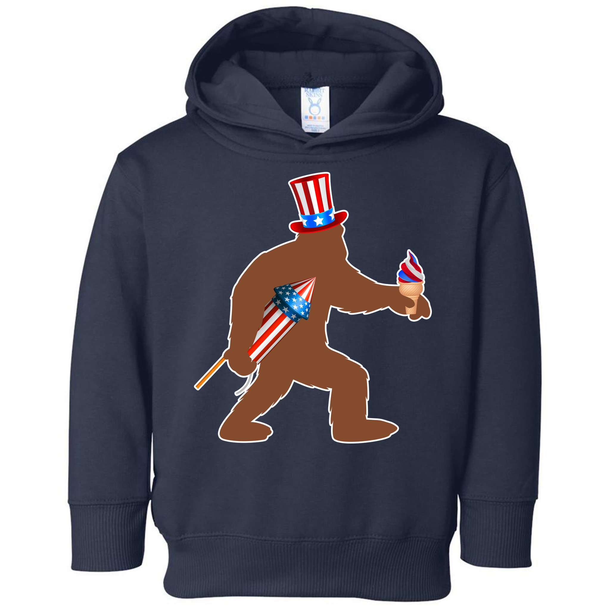 Patriotic Bigfoot Fireworks USA Toddler Hoodie