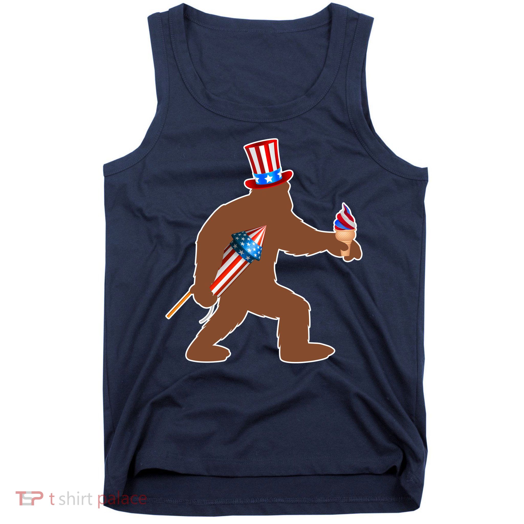 Patriotic Bigfoot Fireworks USA Tank Top