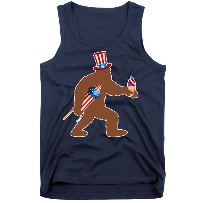 Patriotic Bigfoot Fireworks USA Tank Top