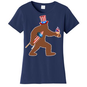 Patriotic Bigfoot Fireworks USA Women's T-Shirt