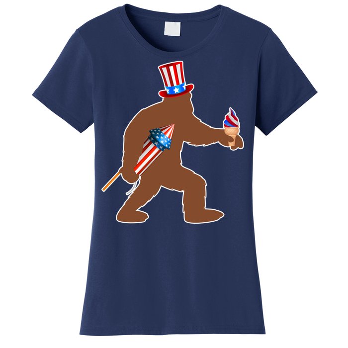 Patriotic Bigfoot Fireworks USA Women's T-Shirt