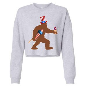 Patriotic Bigfoot Fireworks USA Cropped Pullover Crew