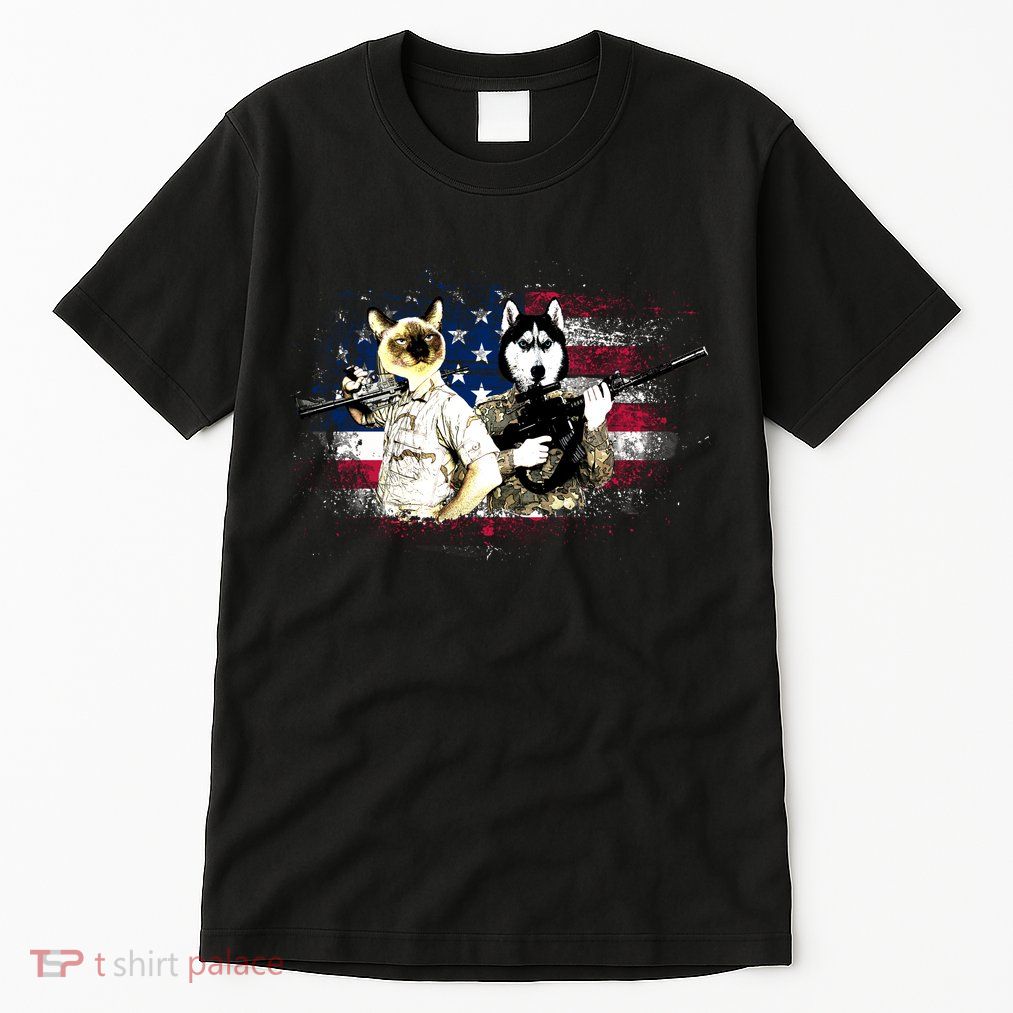 Patriotic Cat And Wolf Troops Tall T-Shirt
