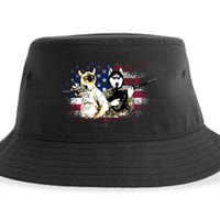 Patriotic Cat And Wolf Troops Sustainable Bucket Hat