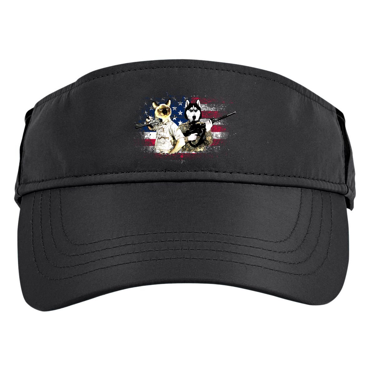 Patriotic Cat And Wolf Troops Adult Drive Performance Visor