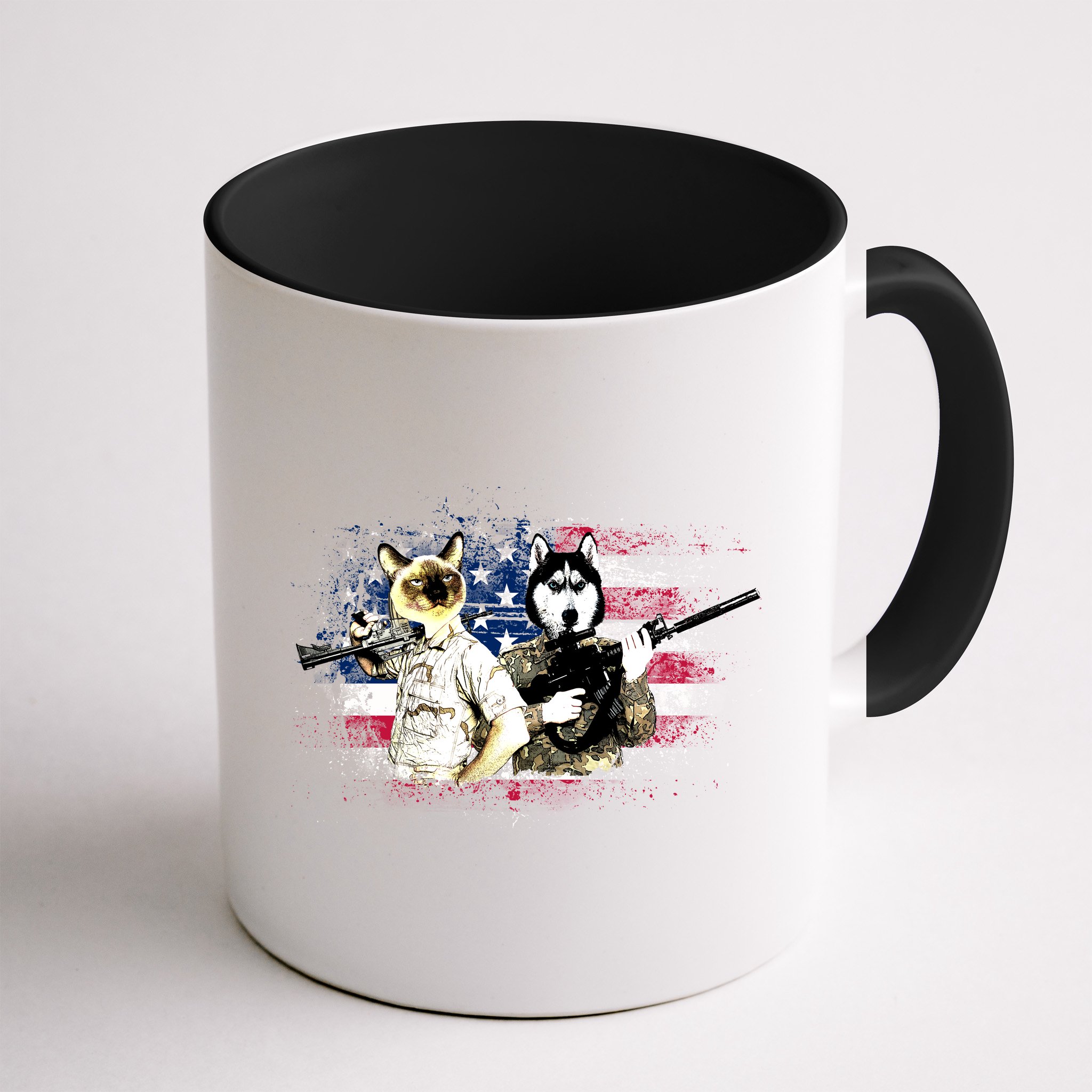 Patriotic Cat And Wolf Troops Mug
