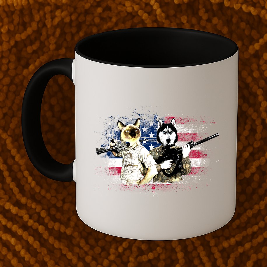 Patriotic Cat And Wolf Troops Mug