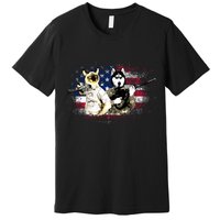 Patriotic Cat And Wolf Troops Premium T-Shirt