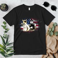 Patriotic Cat And Wolf Troops Premium T-Shirt