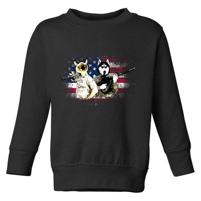 Patriotic Cat And Wolf Troops Toddler Sweatshirt