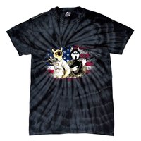 Patriotic Cat And Wolf Troops Tie-Dye T-Shirt