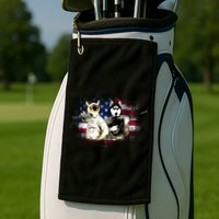 Patriotic Cat And Wolf Troops Golf Towel