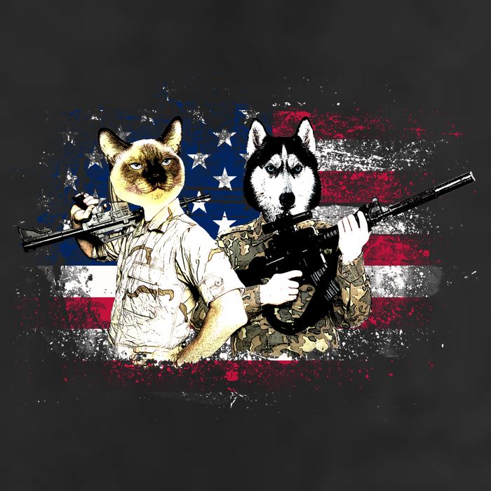 Patriotic Cat And Wolf Troops Golf Towel