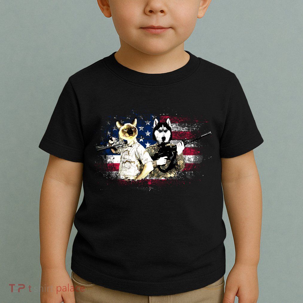 Patriotic Cat And Wolf Troops Toddler T-Shirt