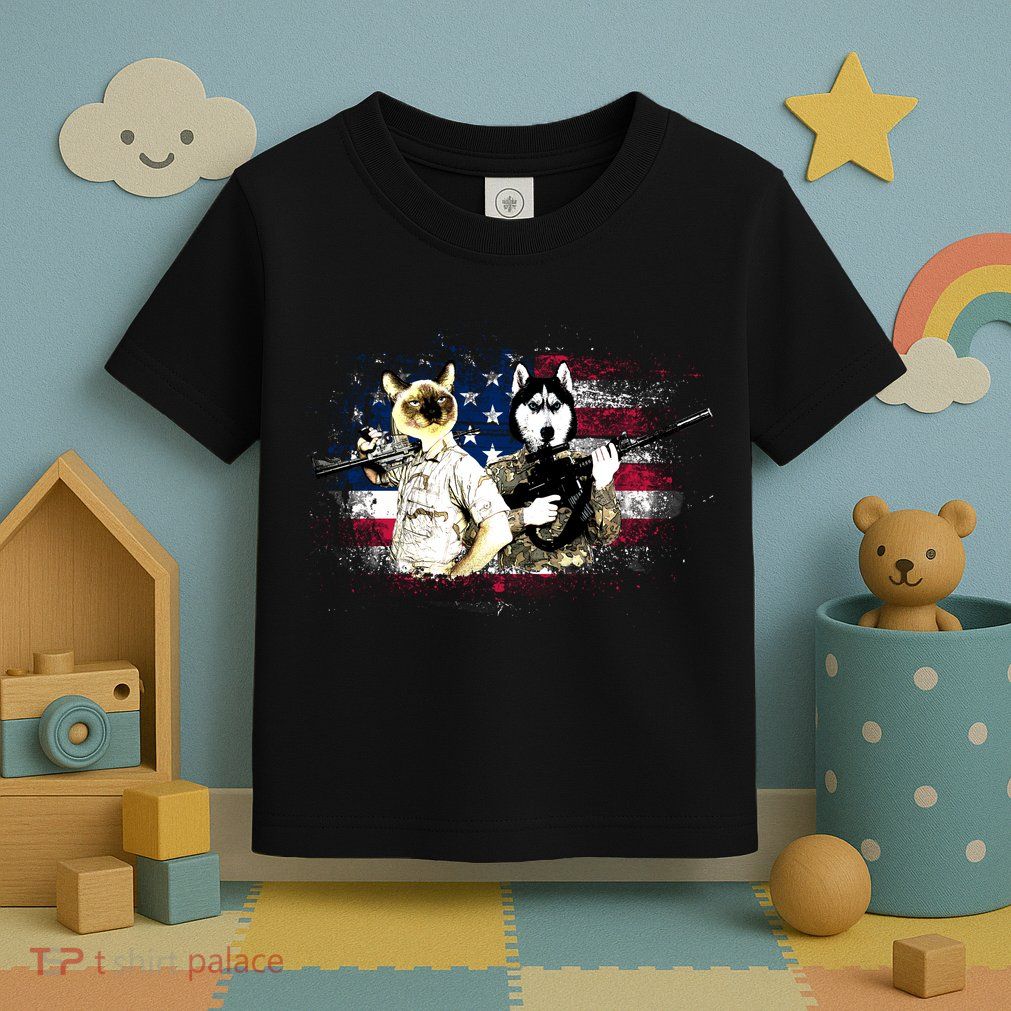 Patriotic Cat And Wolf Troops Toddler T-Shirt