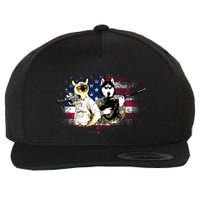 Patriotic Cat And Wolf Troops Wool Snapback Cap