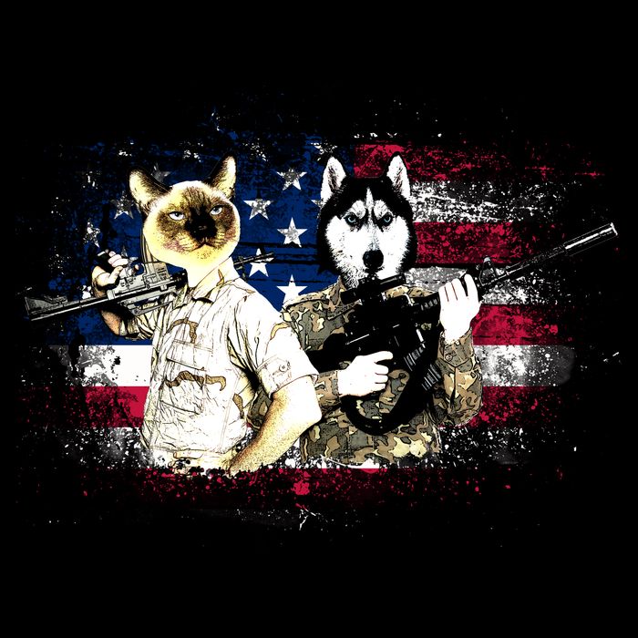Patriotic Cat And Wolf Troops Wool Snapback Cap