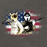 Patriotic Cat And Wolf Troops Cotton Canvas Backpack
