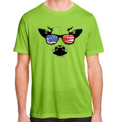 Patriotic Cow USA Flag Sunglasses Adult ChromaSoft Performance T-Shirt