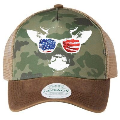 Patriotic Cow USA Flag Sunglasses Legacy Tie Dye Trucker Hat