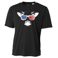 Patriotic Cow USA Flag Sunglasses Cooling Performance Crew T-Shirt