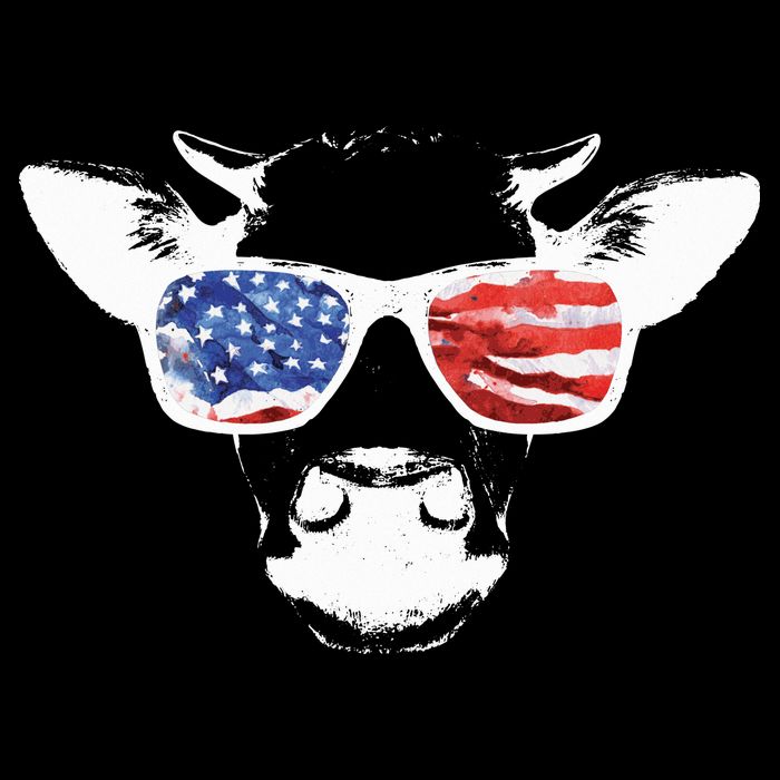 Patriotic Cow USA Flag Sunglasses Cooling Performance Crew T-Shirt
