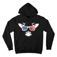 Patriotic Cow USA Flag Sunglasses Hoodie