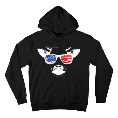 Patriotic Cow USA Flag Sunglasses Hoodie