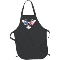 Patriotic Cow USA Flag Sunglasses Full-Length Apron With Pockets