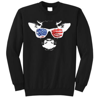 Patriotic Cow USA Flag Sunglasses Sweatshirt