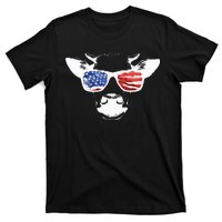 Patriotic Cow USA Flag Sunglasses T-Shirt