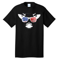 Patriotic Cow USA Flag Sunglasses Tall T-Shirt