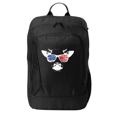 Patriotic Cow USA Flag Sunglasses City Backpack