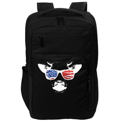 Patriotic Cow USA Flag Sunglasses Impact Tech Backpack