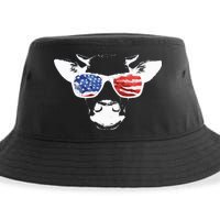 Patriotic Cow USA Flag Sunglasses Sustainable Bucket Hat