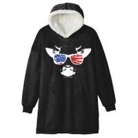 Patriotic Cow USA Flag Sunglasses Hooded Wearable Blanket