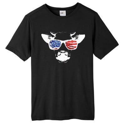 Patriotic Cow USA Flag Sunglasses Tall Fusion ChromaSoft Performance T-Shirt