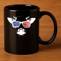 Patriotic Cow USA Flag Sunglasses 11oz C Handle Ceramic Mug