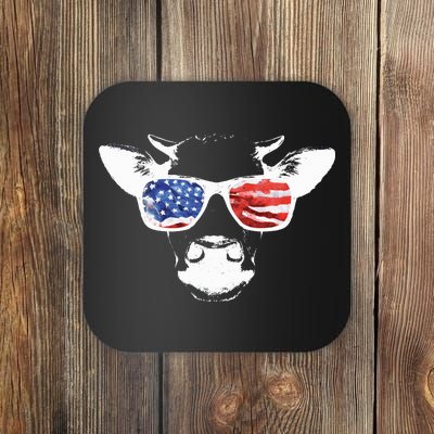 Patriotic Cow USA Flag Sunglasses Coaster