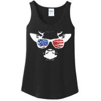 Patriotic Cow USA Flag Sunglasses Ladies Essential Tank