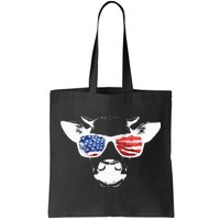 Patriotic Cow USA Flag Sunglasses Tote Bag