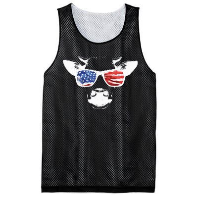 Patriotic Cow USA Flag Sunglasses Mesh Reversible Basketball Jersey Tank