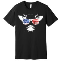 Patriotic Cow USA Flag Sunglasses Premium T-Shirt